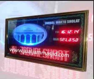 jam digital penunjukan waktu sholat warna kuning emas
